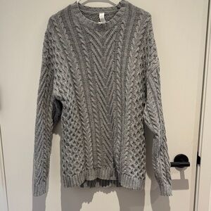 ALO Yoga Gray Cable Knit Sweater